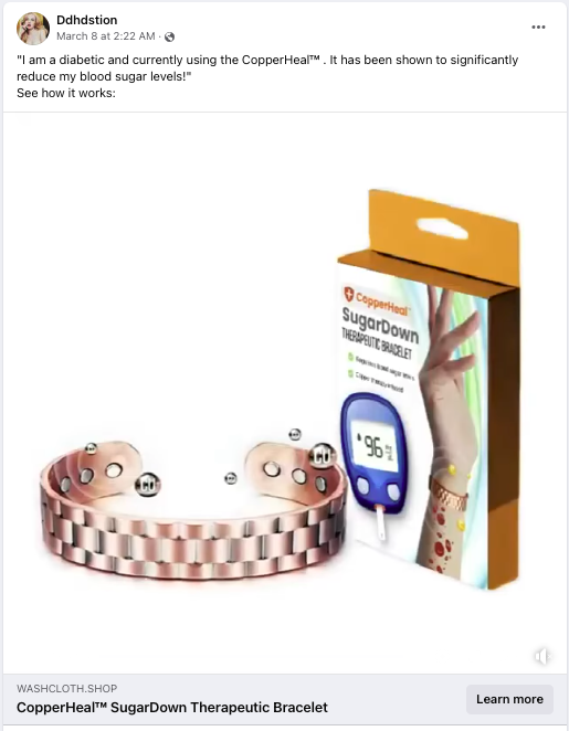 Fact Check NO Evidence Copper Bracelets Reduce Blood Sugar, Treat